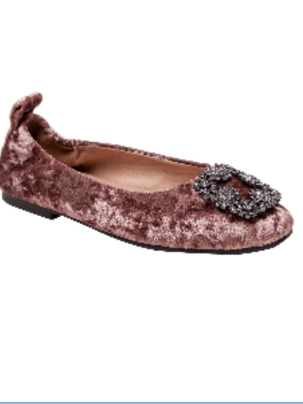 Paolo Rose Velvet Ballet Flat with Sparkle Buckle